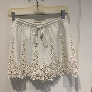 anthropologie white lace shorts